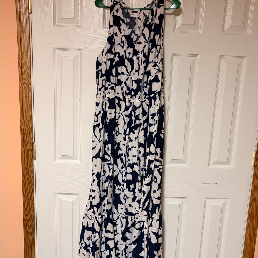 Sonoma Navy and Cream Patterned Maxi Dress